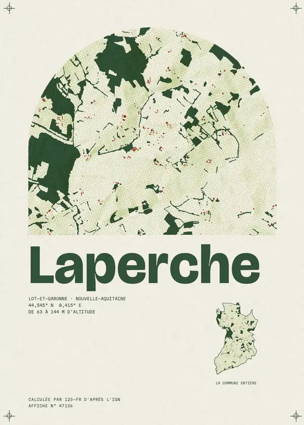 Affiche de Laperche, calculée par 123-fr d'après l'IGN