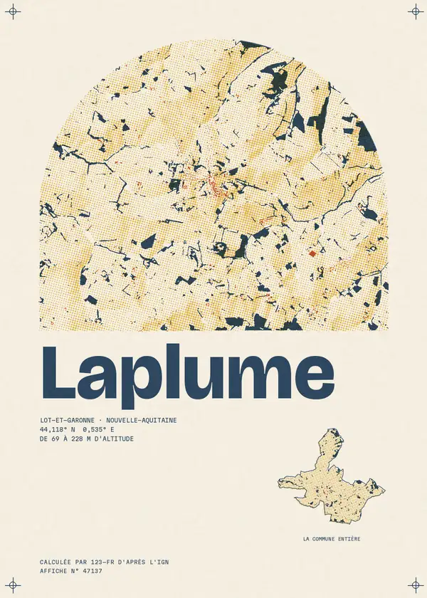 Affiche de Laplume, calculée par 123-fr d'après l'IGN