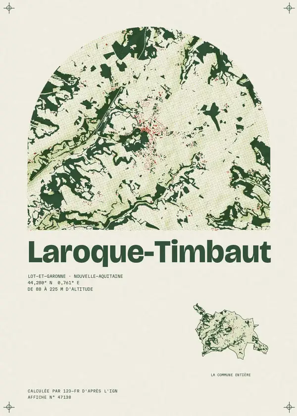 Affiche de Laroque-Timbaut, calculée par 123-fr d'après l'IGN