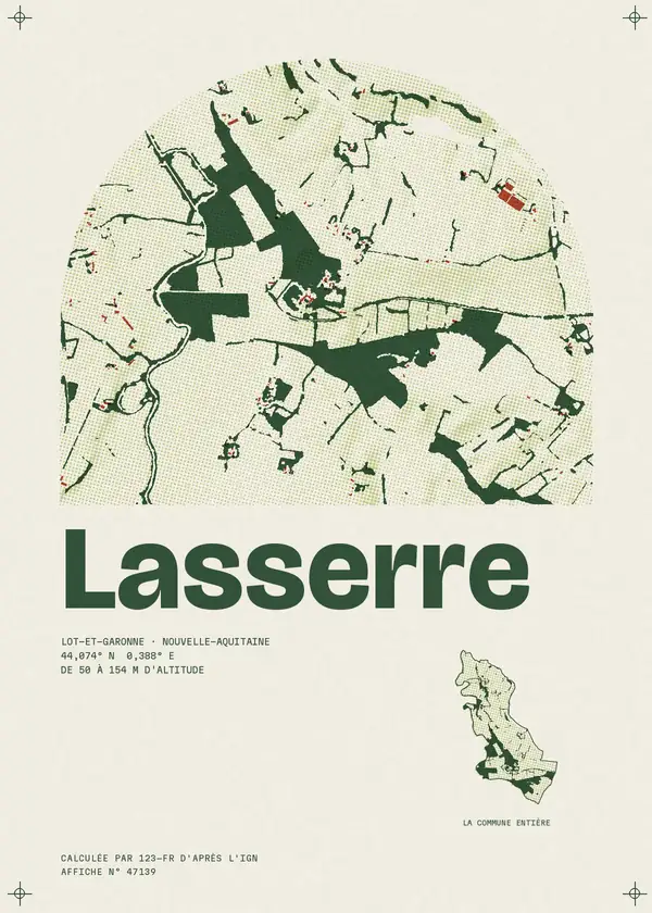 Affiche de Lasserre, calculée par 123-fr d'après l'IGN