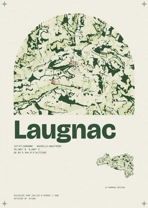 Affiche de Laugnac, calculée par 123-fr d'après l'IGN