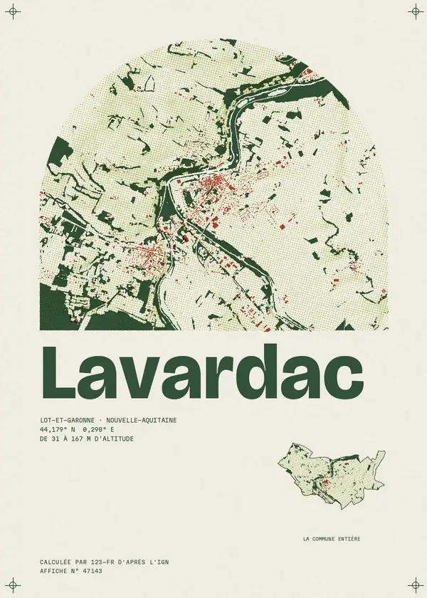 Affiche de Lavardac, calculée par 123-fr d'après l'IGN