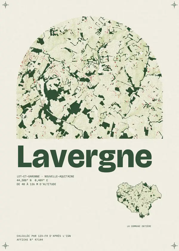 Affiche de Lavergne, calculée par 123-fr d'après l'IGN
