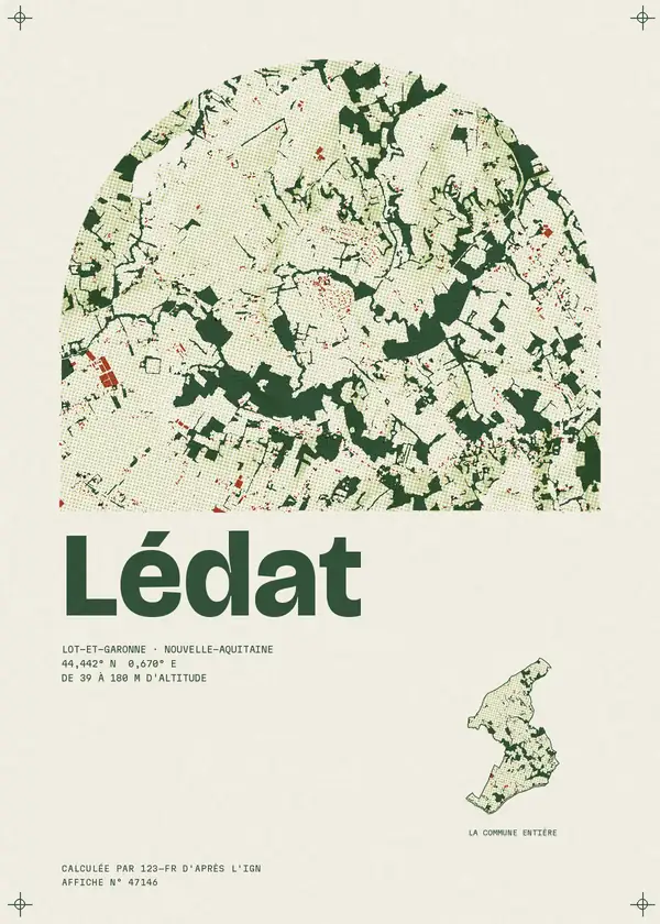 Affiche de Lédat, calculée par 123-fr d'après l'IGN