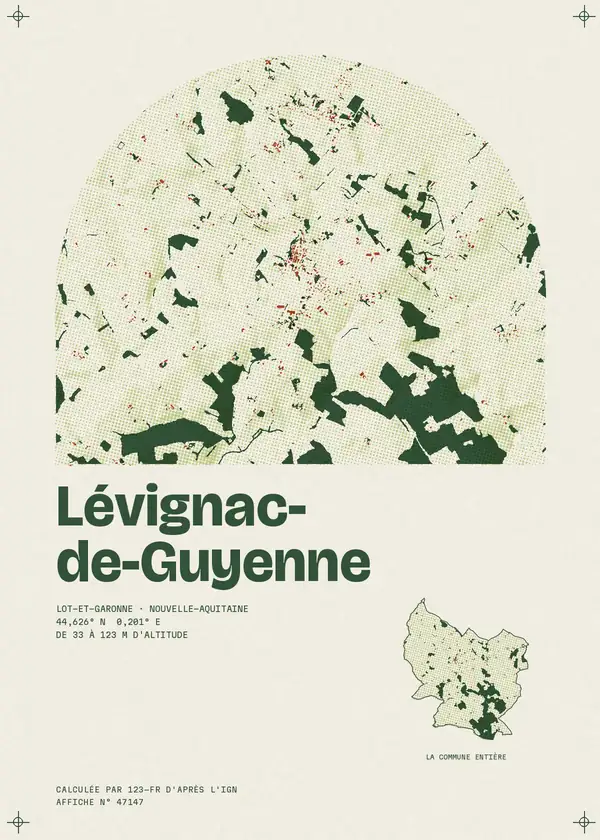 Affiche de Lévignac-de-Guyenne, calculée par 123-fr d'après l'IGN