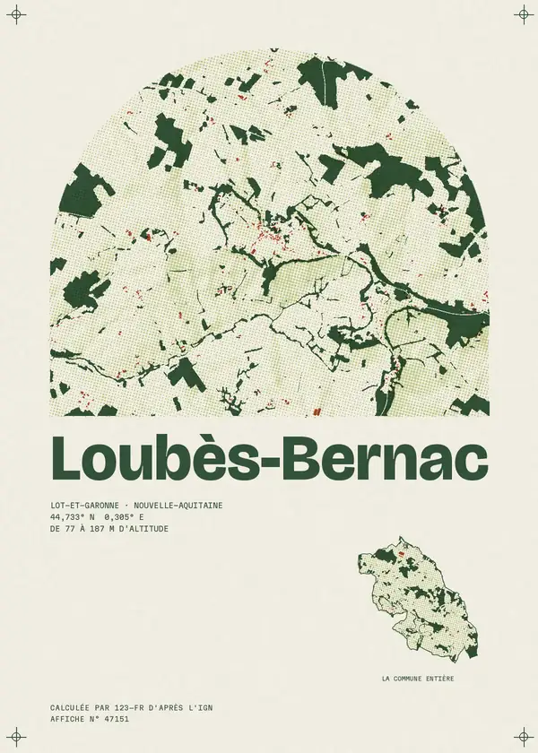 Affiche de Loubès-Bernac, calculée par 123-fr d'après l'IGN