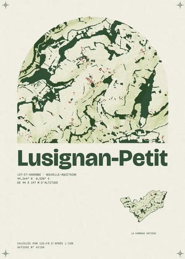 Affiche de Lusignan-Petit, calculée par 123-fr d'après l'IGN
