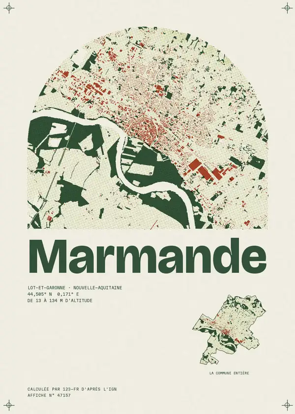 Affiche de Marmande, calculée par 123-fr d'après l'IGN