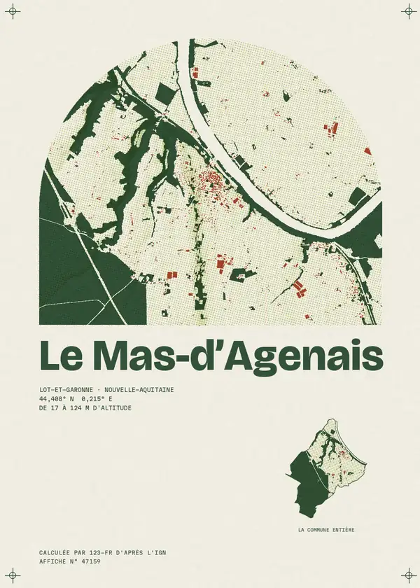 Affiche de Le Mas-d'Agenais, calculée par 123-fr d'après l'IGN
