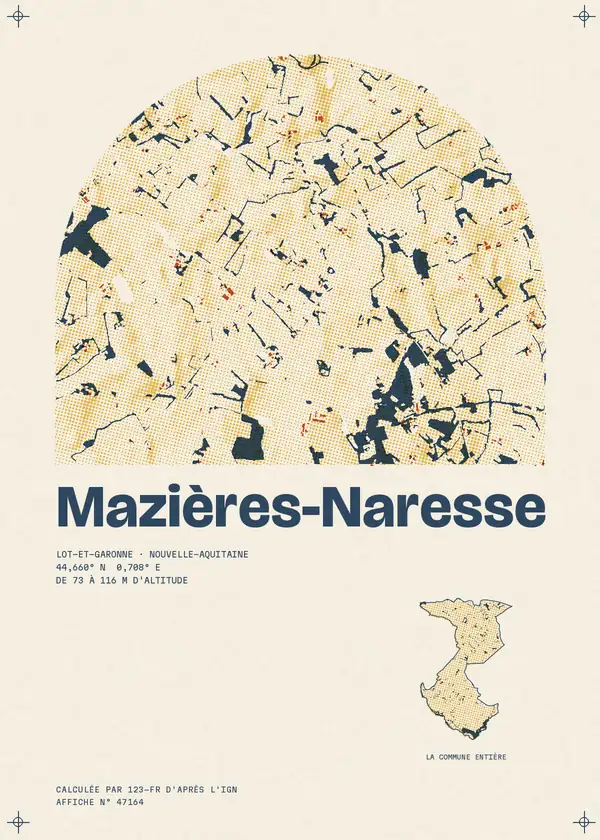 Affiche de Mazières-Naresse, calculée par 123-fr d'après l'IGN