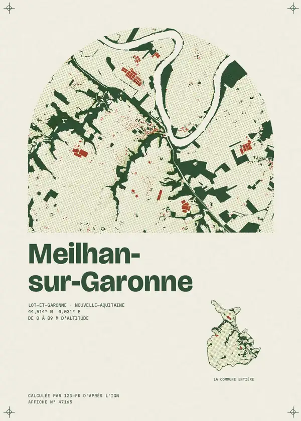 Affiche de Meilhan-sur-Garonne, calculée d'après l'IGN