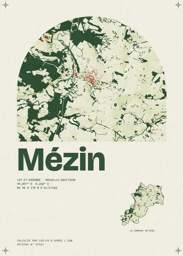 Affiche de Mézin, calculée par 123-fr d'après l'IGN