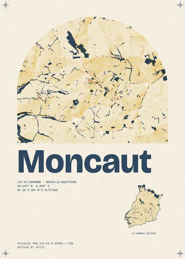 Affiche de Moncaut, calculée par 123-fr d'après l'IGN