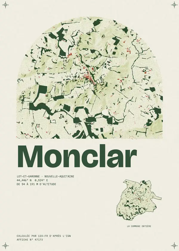 Affiche de Monclar, calculée par 123-fr d'après l'IGN