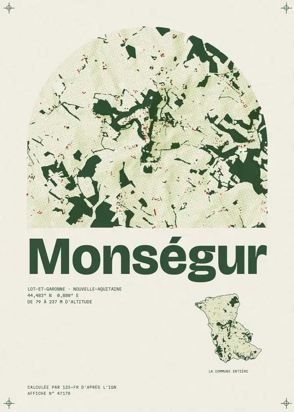 Affiche de Monségur, calculée par 123-fr d'après l'IGN