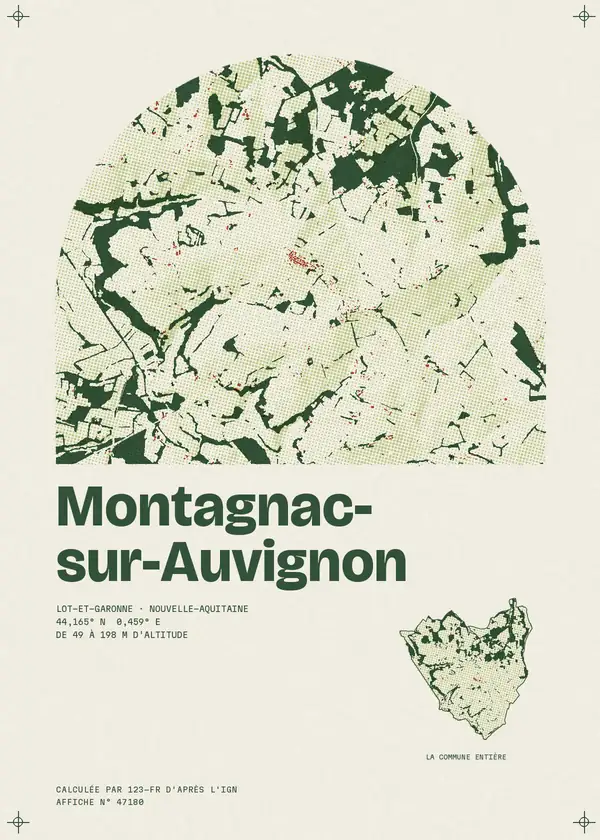 Affiche de Montagnac-sur-Auvignon, calculée par 123-fr d'après l'IGN