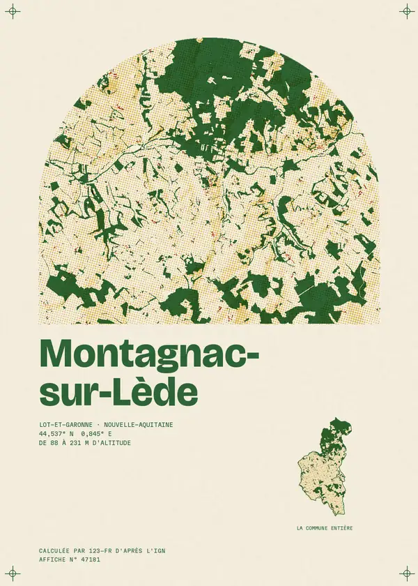 Affiche de Montagnac-sur-Lède, calculée par 123-fr d'après l'IGN