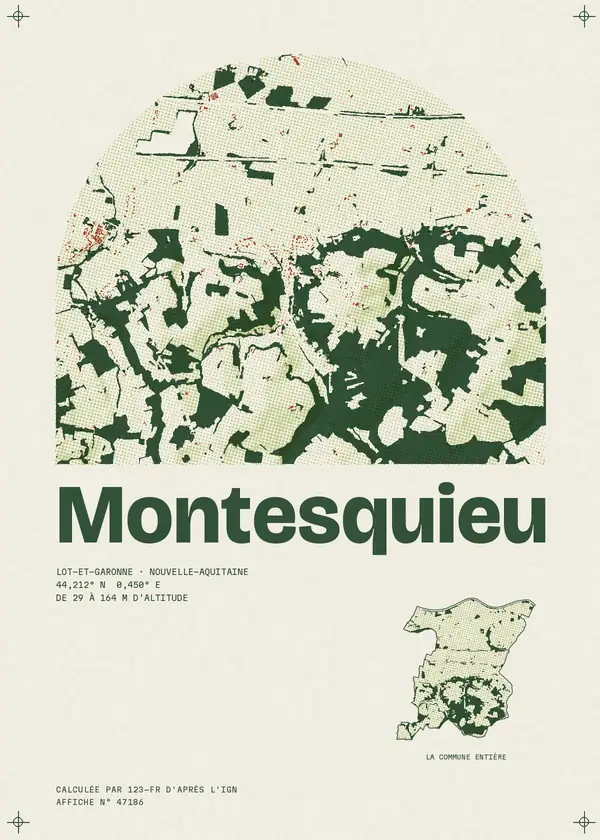 Affiche de Montesquieu, calculée par 123-fr d'après l'IGN