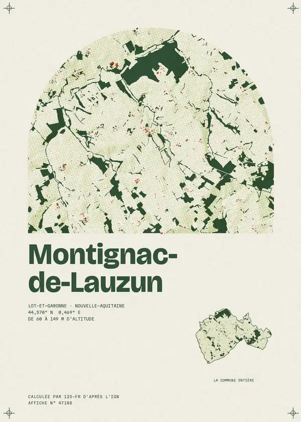 Affiche de Montignac-de-Lauzun, calculée par 123-fr d'après l'IGN