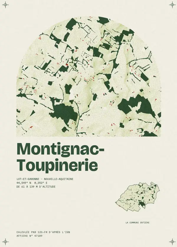 Affiche de Montignac-Toupinerie, calculée par 123-fr d'après l'IGN