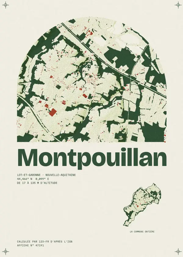 Affiche de Montpouillan, calculée par 123-fr d'après l'IGN