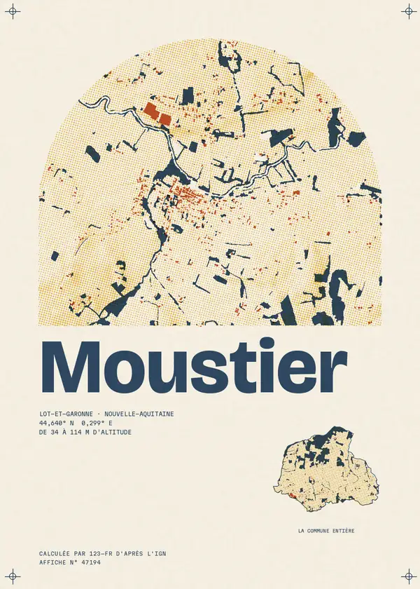 Affiche de Moustier, calculée par 123-fr d'après l'IGN