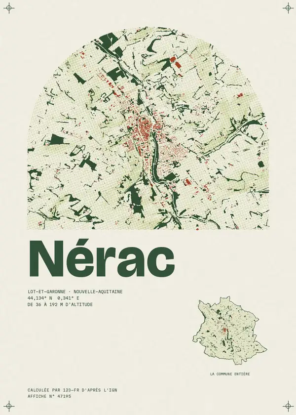 Affiche de Nérac, calculée par 123-fr d'après l'IGN