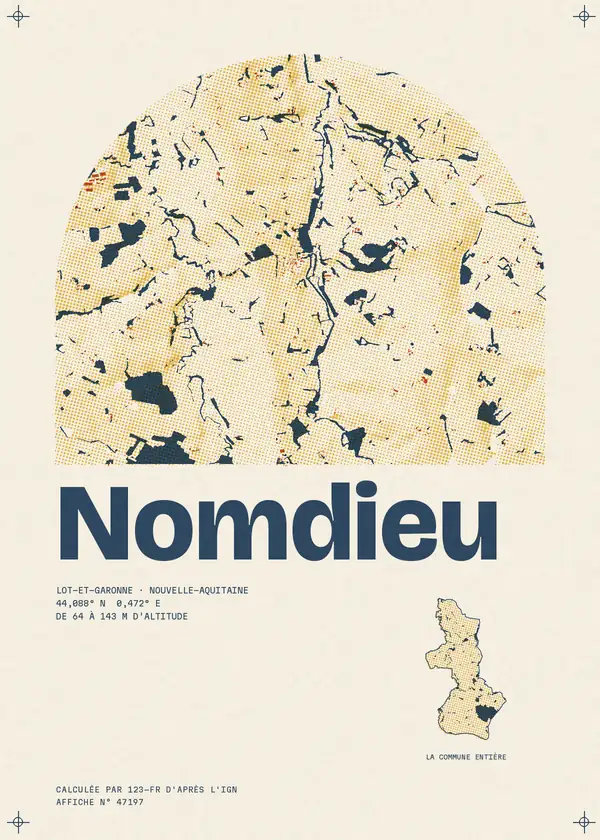 Affiche de Nomdieu, calculée par 123-fr d'après l'IGN