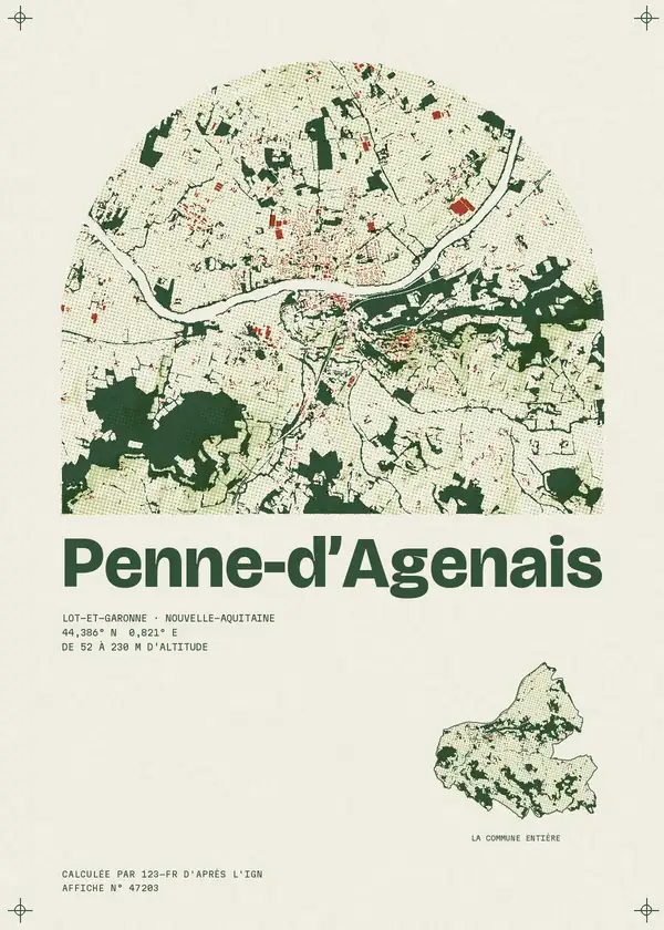 Affiche de Penne-d'Agenais, calculée par 123-fr d'après l'IGN