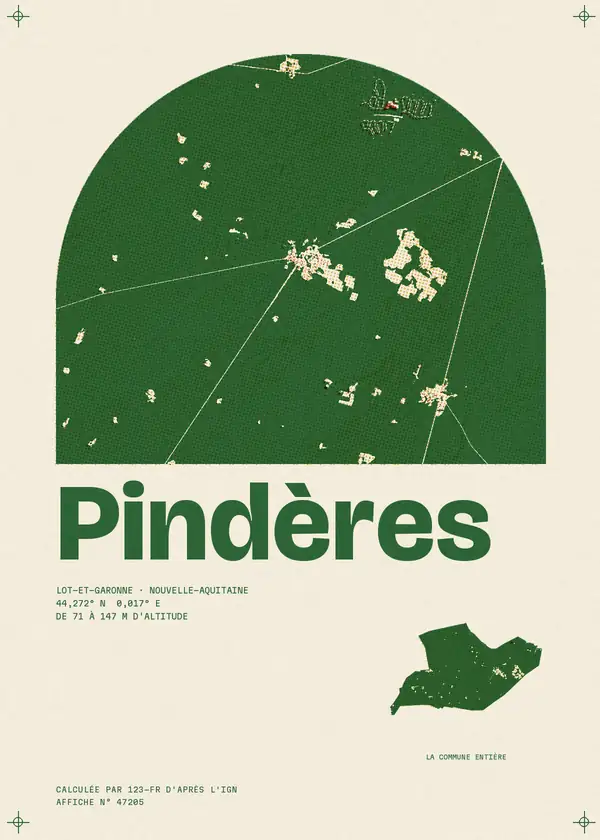 Affiche de Pindères, calculée par 123-fr d'après l'IGN