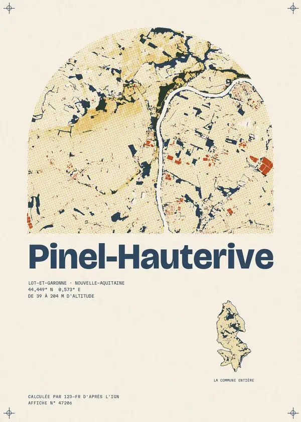 Affiche de Pinel-Hauterive, calculée par 123-fr d'après l'IGN