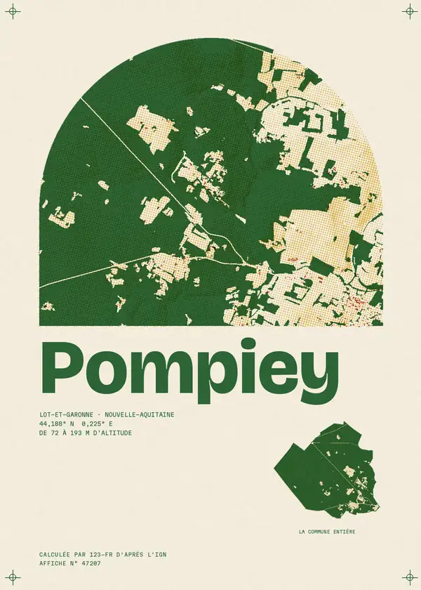 Affiche de Pompiey, calculée par 123-fr d'après l'IGN