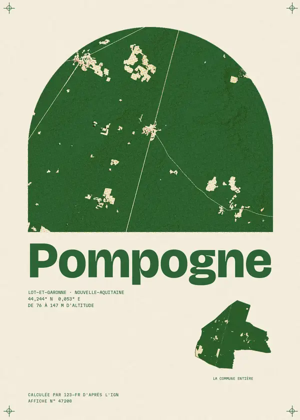 Affiche de Pompogne, calculée par 123-fr d'après l'IGN