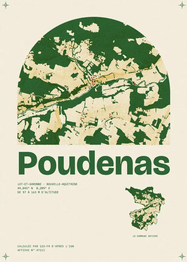 Affiche de Poudenas, calculée par 123-fr d'après l'IGN