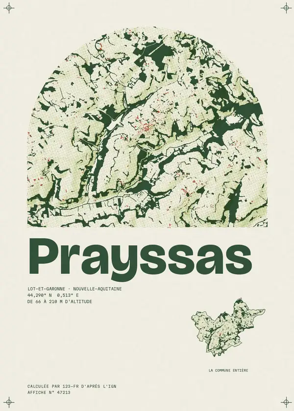 Affiche de Prayssas, calculée par 123-fr d'après l'IGN