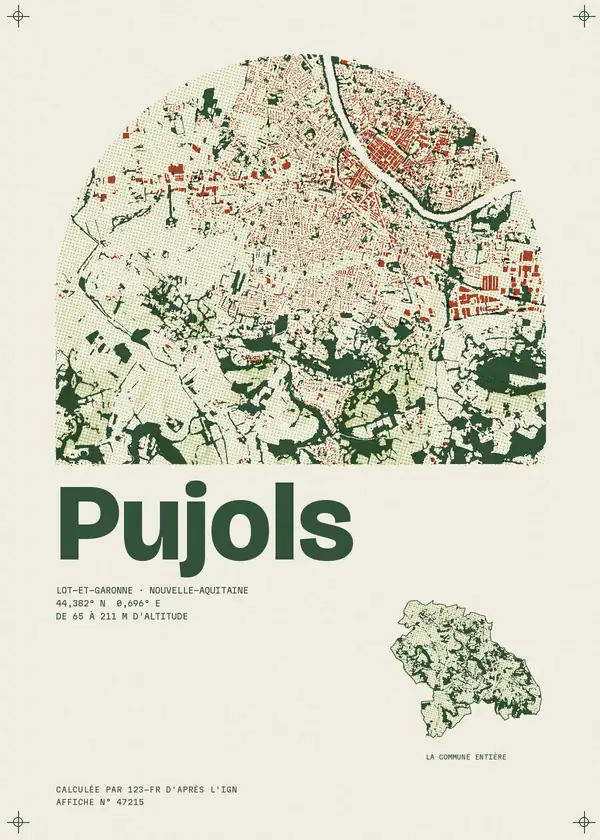 Affiche de Pujols, calculée par 123-fr d'après l'IGN