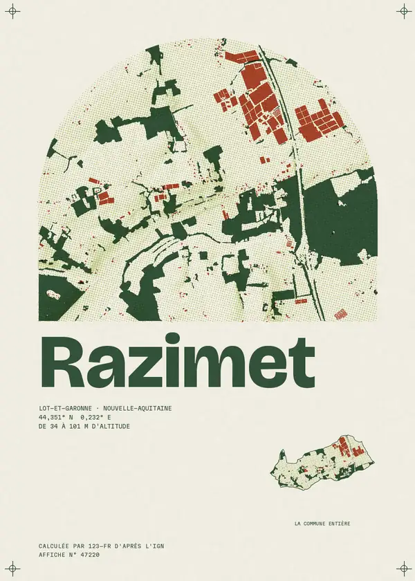 Affiche de Razimet, calculée par 123-fr d'après l'IGN