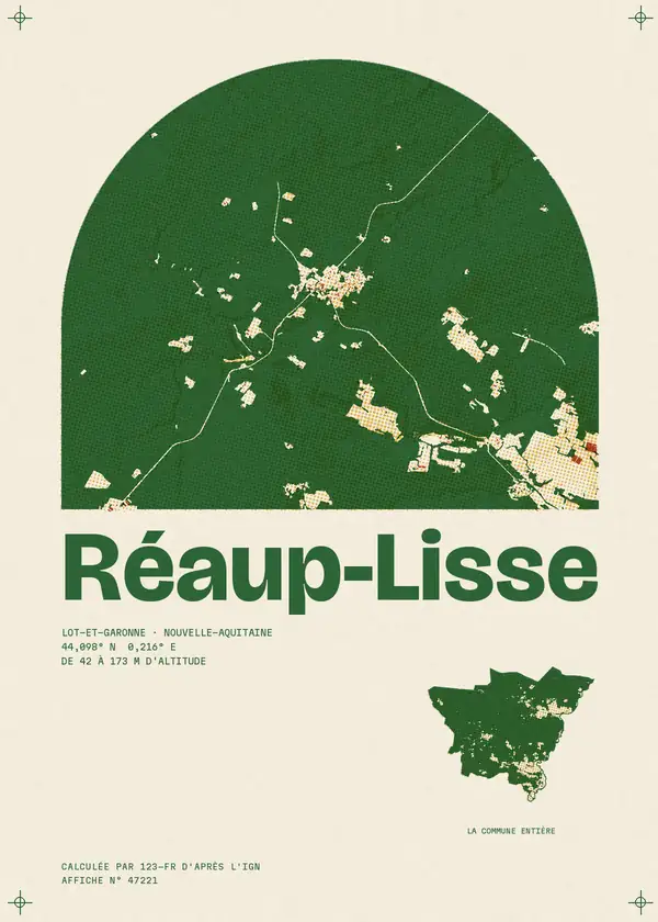 Affiche de Réaup-Lisse, calculée par 123-fr d'après l'IGN