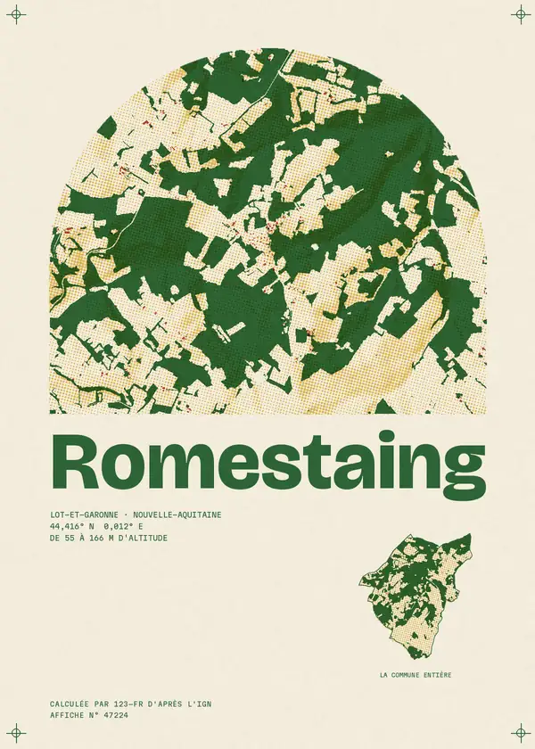 Affiche de Romestaing, calculée par 123-fr d'après l'IGN