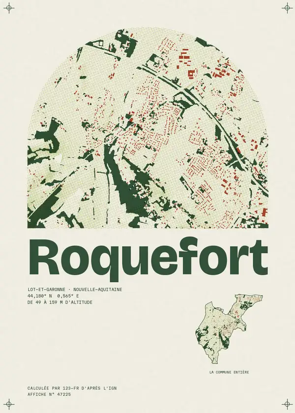 Affiche de Roquefort, calculée par 123-fr d'après l'IGN