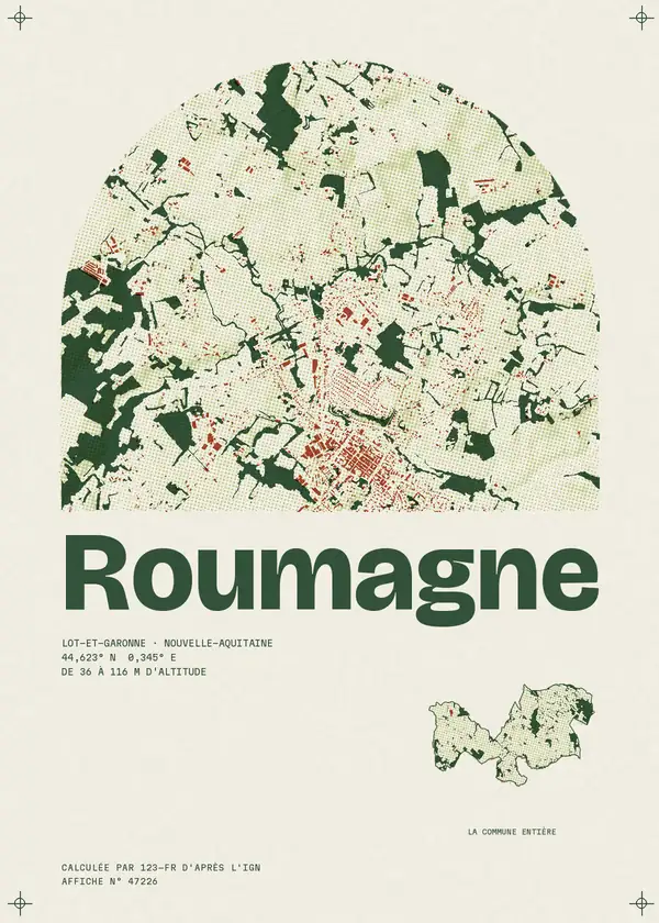 Affiche de Roumagne, calculée par 123-fr d'après l'IGN