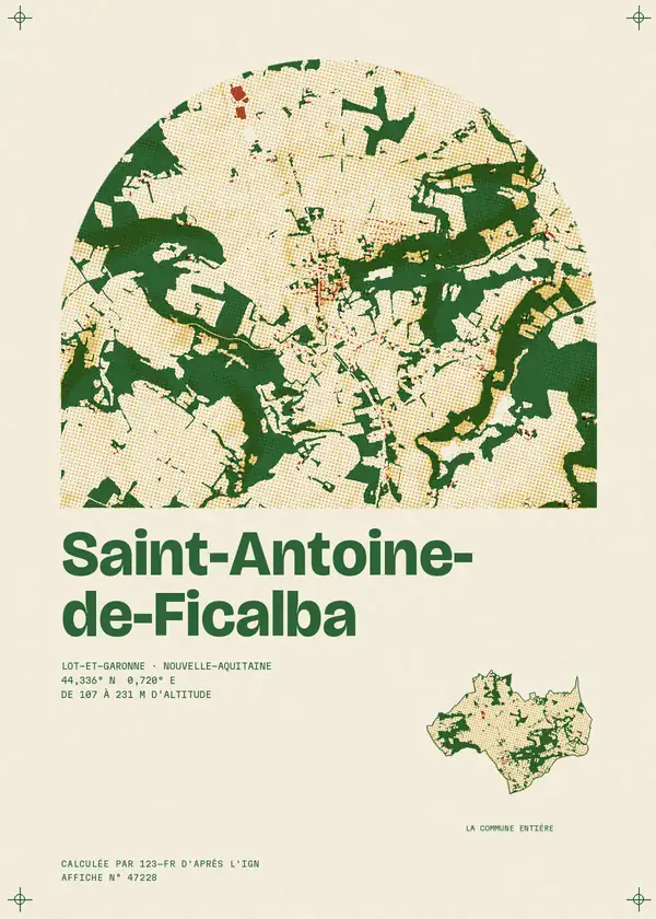 Affiche de Saint-Antoine-de-Ficalba, calculée par 123-fr d'après l'IGN