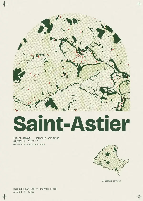 Affiche de Saint-Astier, calculée par 123-fr d'après l'IGN
