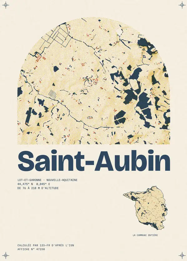 Affiche de Saint-Aubin, calculée par 123-fr d'après l'IGN