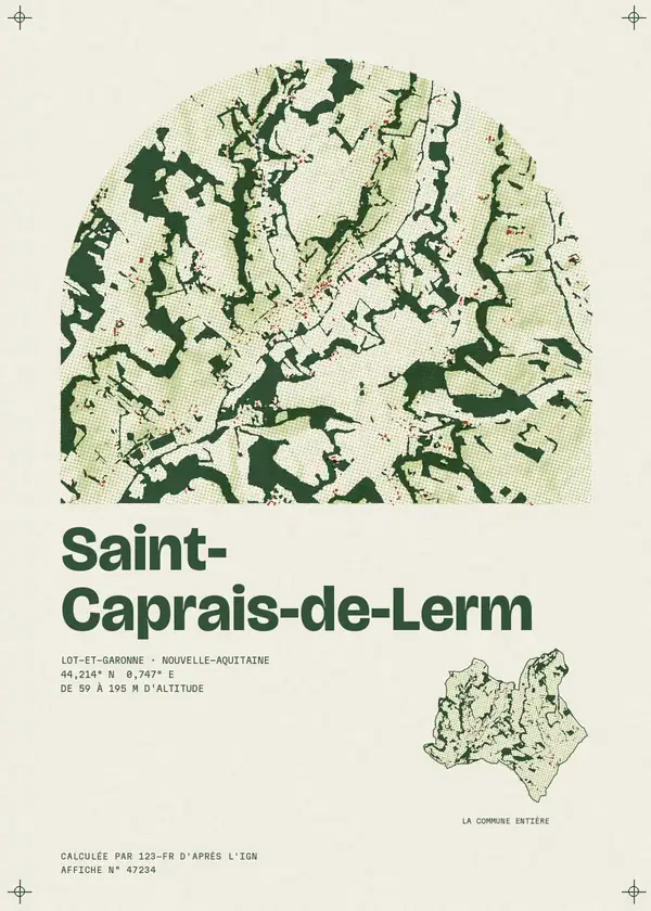 Affiche de Saint-Caprais-de-Lerm, calculée par 123-fr d'après l'IGN