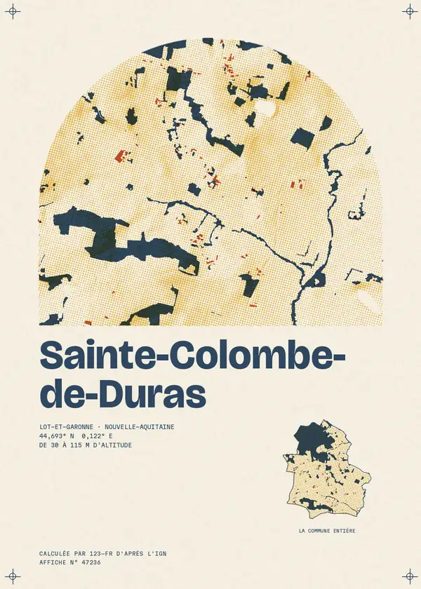 Affiche de Sainte-Colombe-de-Duras, calculée par 123-fr d'après l'IGN