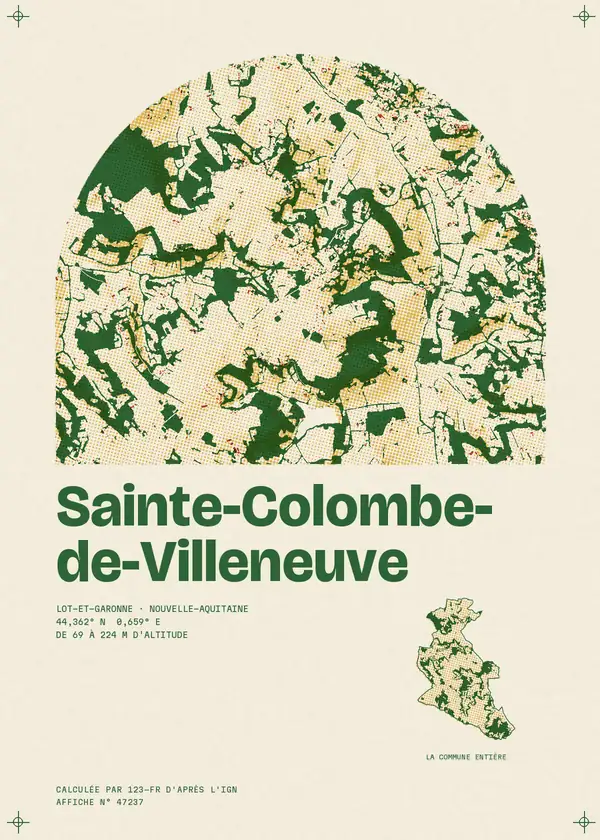 Affiche de Sainte-Colombe-de-Villeneuve, calculée par 123-fr d'après l'IGN