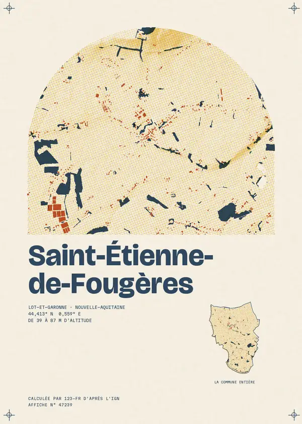 Affiche de Saint-Étienne-de-Fougères, calculée par 123-fr d'après l'IGN