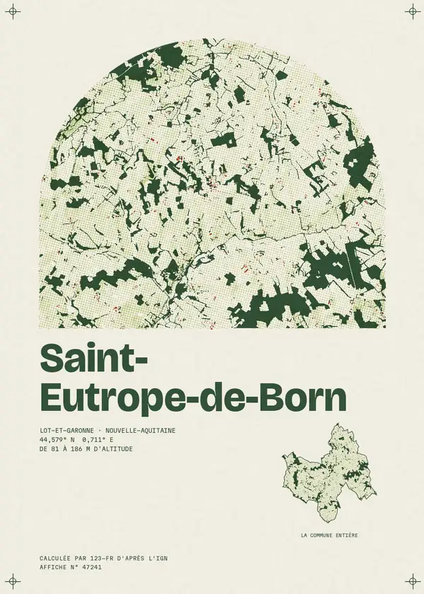 Affiche de Saint-Eutrope-de-Born, calculée par 123-fr d'après l'IGN