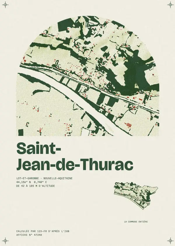 Affiche de Saint-Jean-de-Thurac, calculée par 123-fr d'après l'IGN